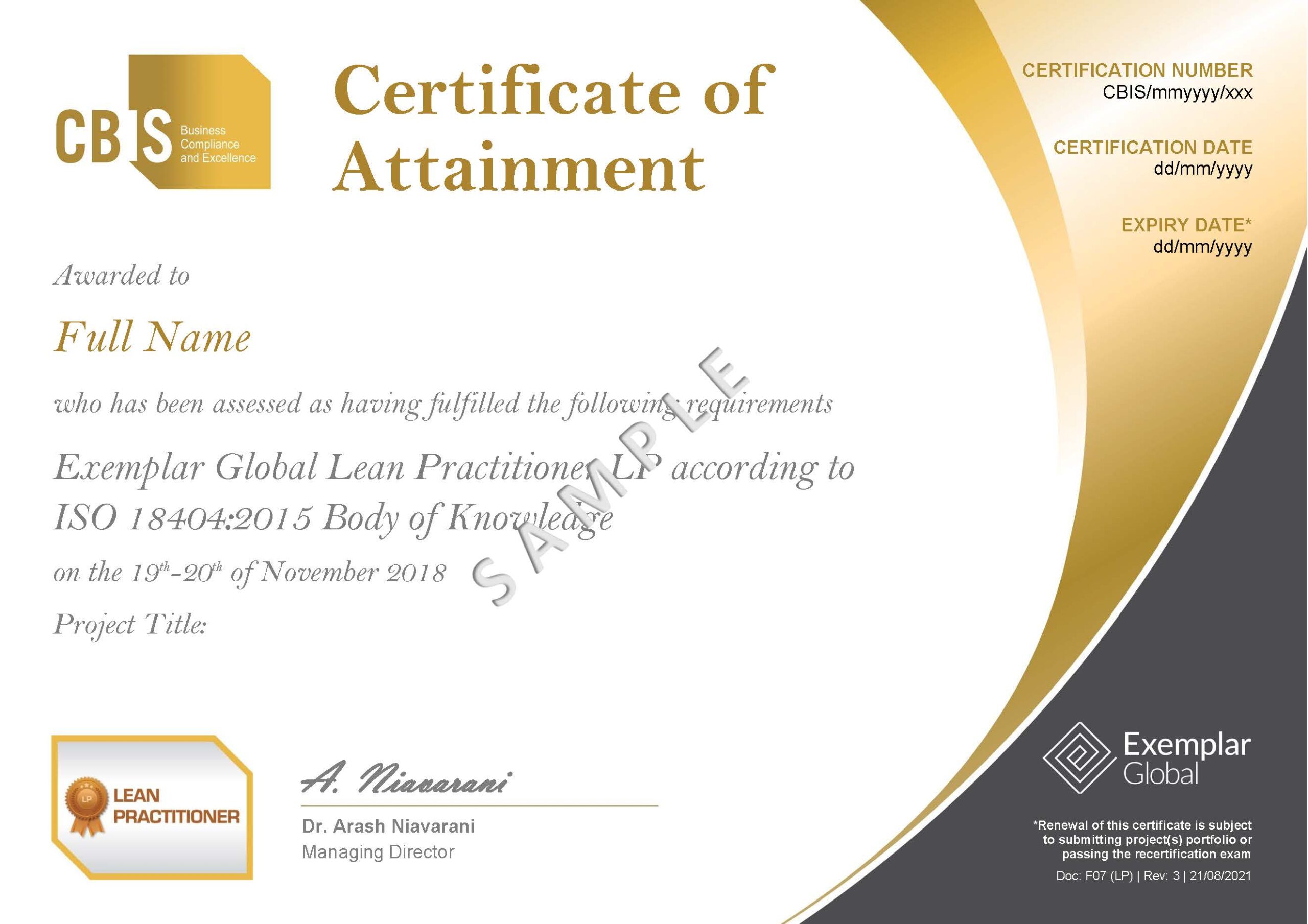 Lean practitioner certification on sale